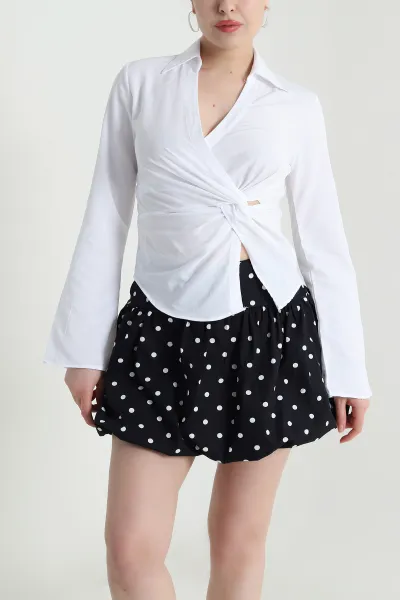 Beyaz Yeni Sezon Poplin Kadın Bluz 461394