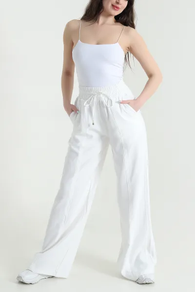 Beyaz Yeni Sezon Tensel Kadın Pantolon 449441