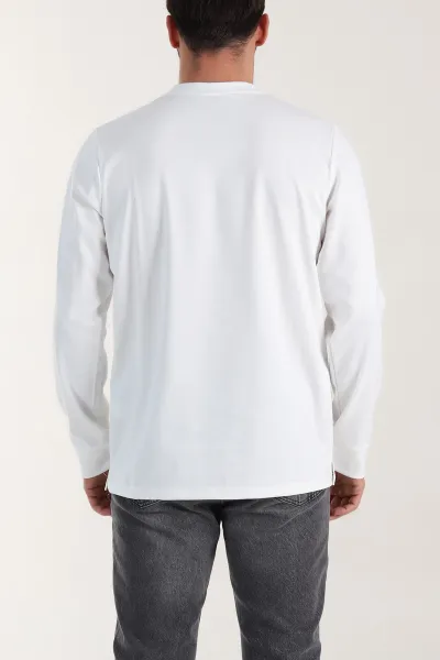 Beyaz Yırtmaçlı Bisiklet Yaka Erkek Sweatshirt 410640