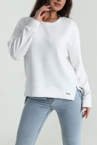 Beyaz Yırtmaçlı Oysho Kadın Sweat 486334