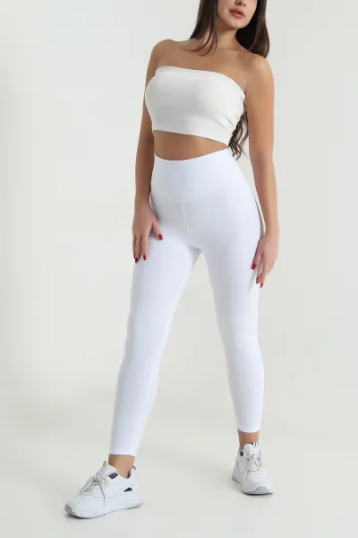 Beyaz Yüksek Bel Modal Belize Tayt 493677