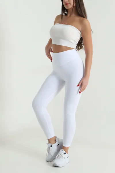 Beyaz Yüksek Bel Modal Belize Tayt 493677