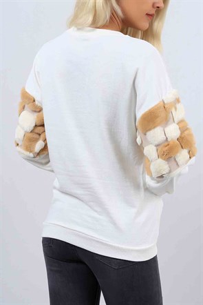 Bisiklet Yaka Kolları Peluş Sweat 4644B