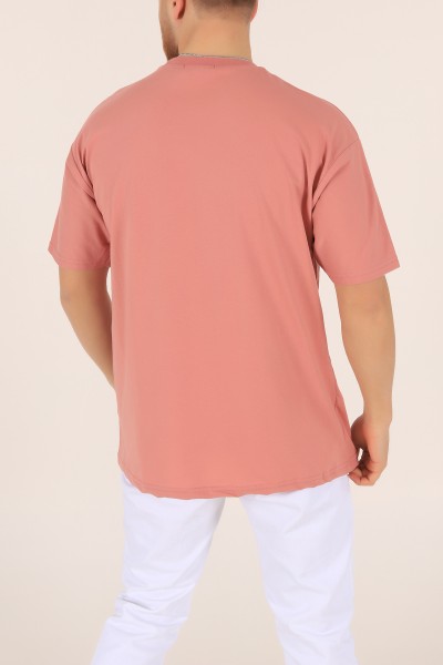 Gül Kurusu Bisiklet Yaka Oversize Erkek Tişört 169584