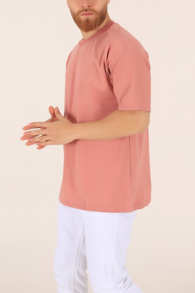 Gül Kurusu Bisiklet Yaka Oversize Erkek Tişört 169584