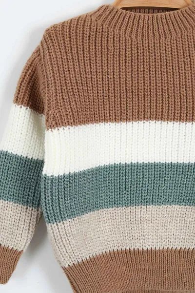 Bisküvi (0-5 Yaş)Çizgili Model Selanik Örme Triko Erkek Çocuk Kazak 383408