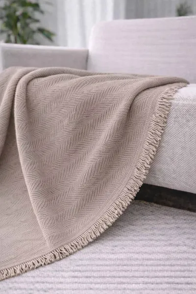 Bisküvi 170x200 Cm Bella Home Çok Amaçlı Örtü - Koltuk Örtüsü - Pike 434785