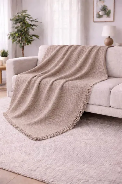 Bisküvi 170x200 Cm Bella Home Çok Amaçlı Örtü - Koltuk Örtüsü - Pike 434785