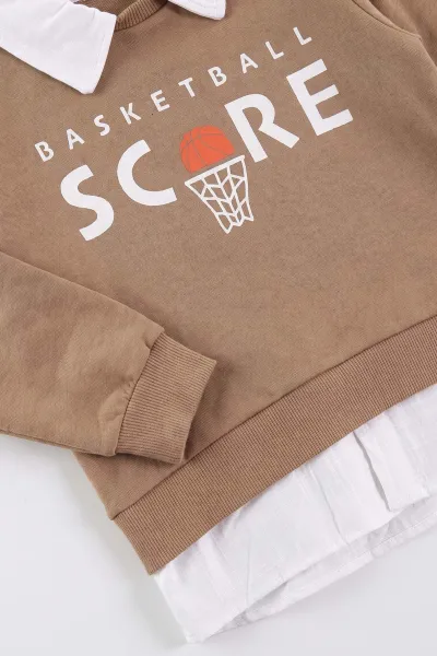 Bisküvi (2-10  Yaş)Score Baskılı Sahte Gömlekli Kot Pantolonlu Erkek Çocuk Takım 494369