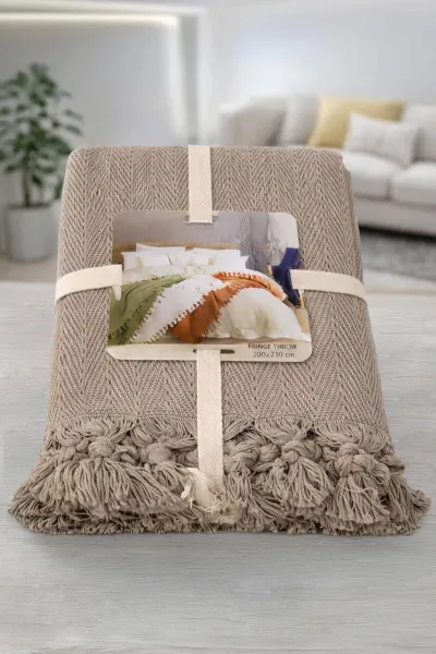 Bisküvi 200x230 Cm Bella Home Çift Kişilik Natural Tek Pike 434763