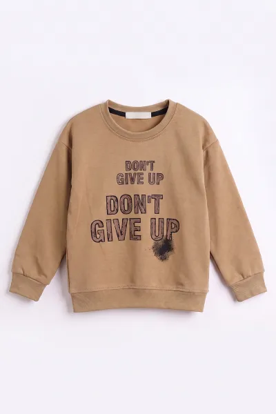 Bisküvi (3-12 Yaş) Dont Give Baskılı Erkek Çocuk Sweatshirt 479164