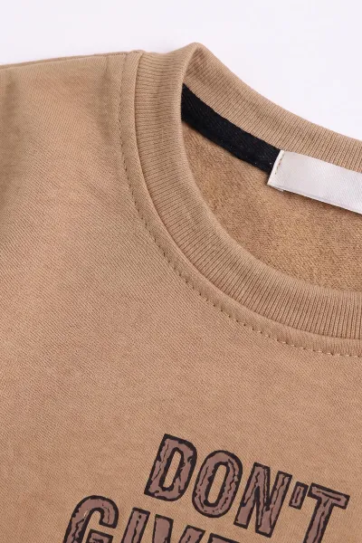 Bisküvi (3-12 Yaş) Dont Give Baskılı Erkek Çocuk Sweatshirt 479164