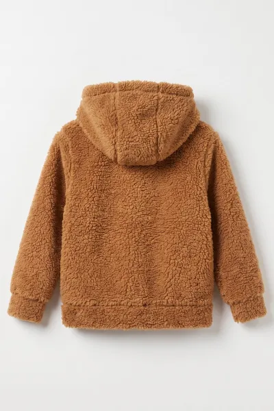 Bisküvi (3-12 Yaş) Fermuarlı ve Kapüşonlu Erkek Çocuk Peluş Hırka 489016