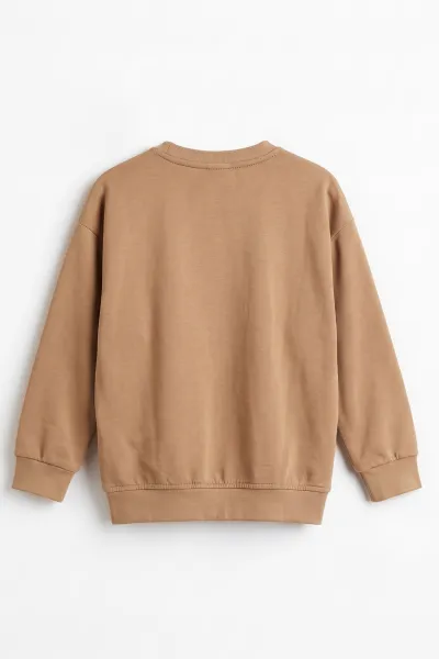 Bisküvi (3-12 Yaş) Yazı Baskılı Erkek Çocuk Sweatshirt 478989