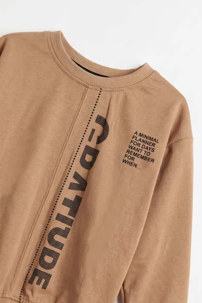 Bisküvi (3-12 Yaş) Yazı Baskılı Erkek Çocuk Sweatshirt 478989