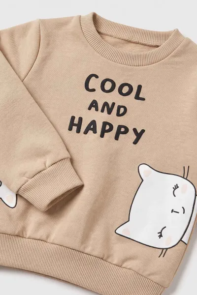 Bisküvi (3-18 Ay)  Cool And Happy Baskılı 2 İp Kız Bebek Mevsimlik Takım 481118