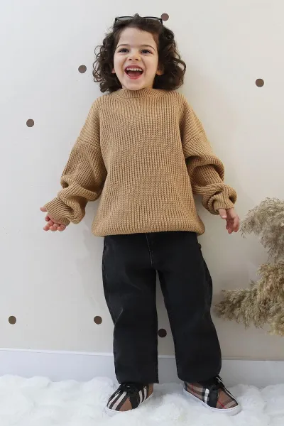 Bisküvi (4-12 Yaş)Triko Örme Kazak Kot Pantolonlu Erkek Çocuk Takım 431678