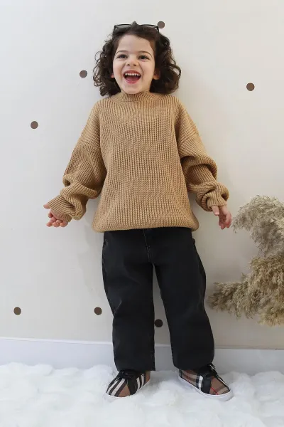 Bisküvi (4-12 Yaş)Triko Örme Kazak Kot Pantolonlu Erkek Çocuk Takım 431678