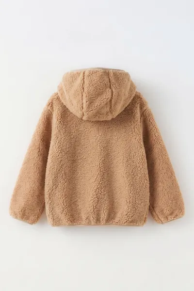 Bisküvi (1-8 Yaş) Understand Nakışlı Kapüşonlu Kanguru Cepli Yardım Fermuarlı Kuzu Erkek Çocuk Sweatshirt 496323