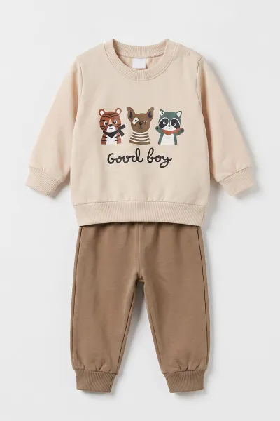 Bisküvi (6-24 Ay) Good Boy Baskılı  2 İp Erkek Bebek Mevsimlik Takım 484017
