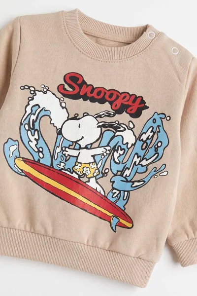 Bisküvi (6-24 Ay) Snoopy Baskılı 2 İp Erkek Bebek Takım 480129
