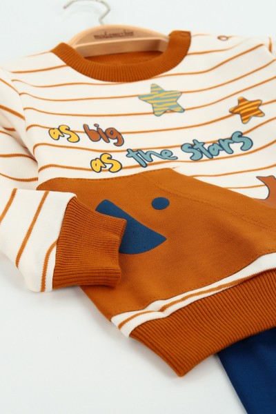 Bisküvi (9-24 ay) Fil Cep Tasarım Erkek Çocuk Pijama Takım 127104