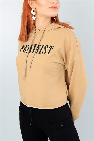Bisküvi Baskılı Bayan Kapüşonlu Sweat 39834