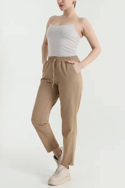 Bisküvi Bel Lastikli Cep Detay Gabardin Kadın Pantolon 440778
