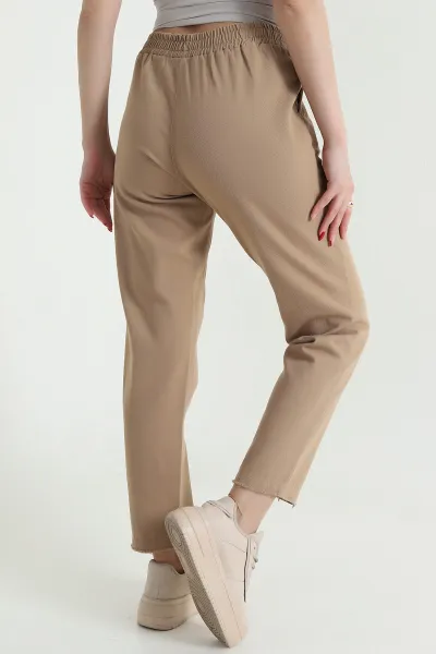 Bisküvi Bel Lastikli Cep Detay Gabardin Kadın Pantolon 440778