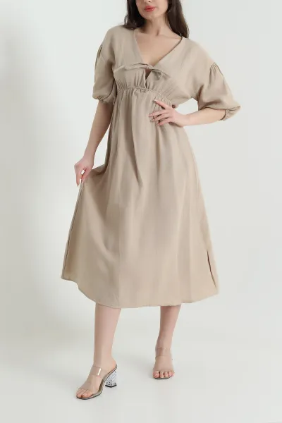 biskuvi-beli-lastikli-muslin-keten-kadin-elbise-455007