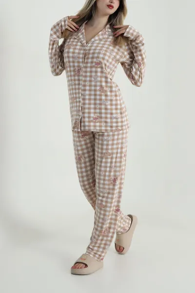 Bisküvi Düğmeli Milan Kadın Pijama Takımı 486251