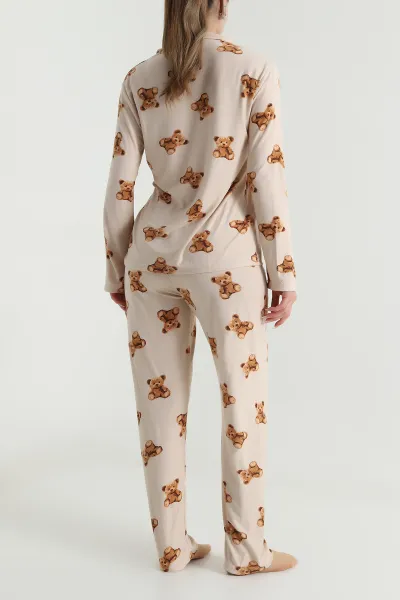 Bisküvi Düğmeli Soft Süet Kadın Pijama Takımı 488909