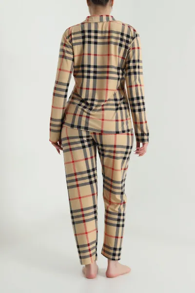 Bisküvi Düğmeli Süet Kadın Pijama Takımı 492770