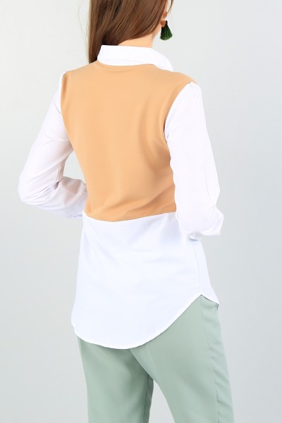 Bisküvi Eklemeli Tasarım Gömlek Bluz 58660