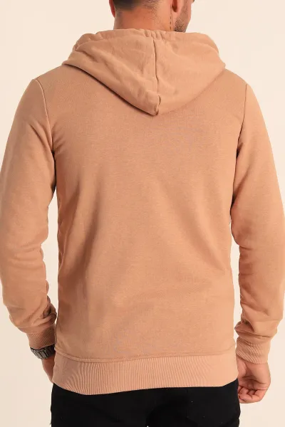 Bisküvi Fermuarlı Kapüşonlu Erkek Sweatshirt 236548