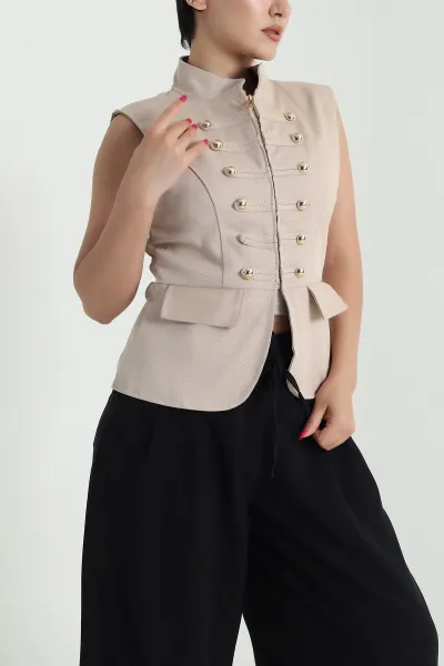 Bisküvi Gabardin Premium Kadın Yelek 476964