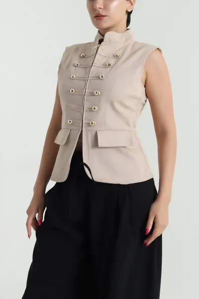 Bisküvi Gabardin Premium Kadın Yelek 476964