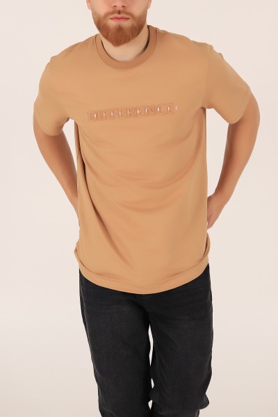 Bisküvi İki ip Gofre Baskılı Oversize Tişört 163512