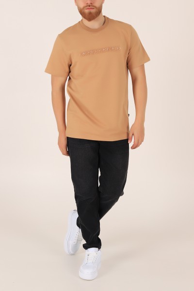 Bisküvi İki ip Gofre Baskılı Oversize Tişört 163512