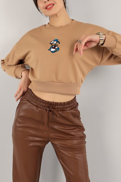 Bisküvi İki İplik Nakışlı Sweat 140930