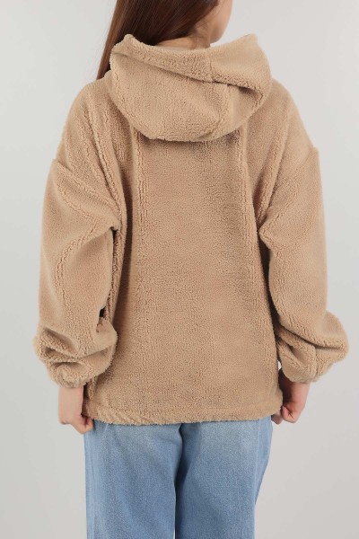 Bisküvi Kapüşonlu Cepli Yumoş Sweat 151235