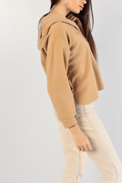 Bisküvi Kapüşonlu Polarlı Bayan Sweat 83540