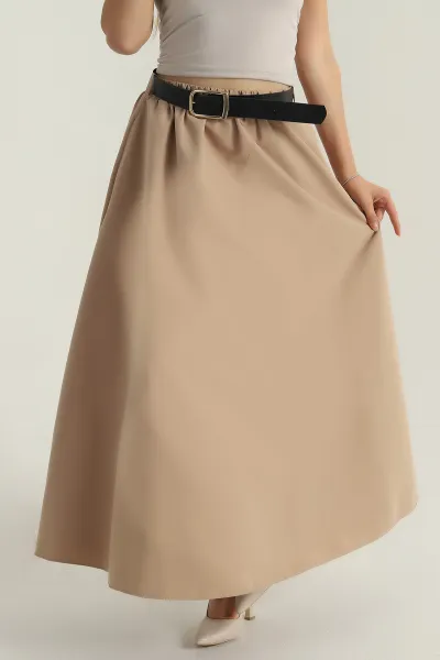 Bisküvi Liza Soft Kemerli Kadın Etek 399652