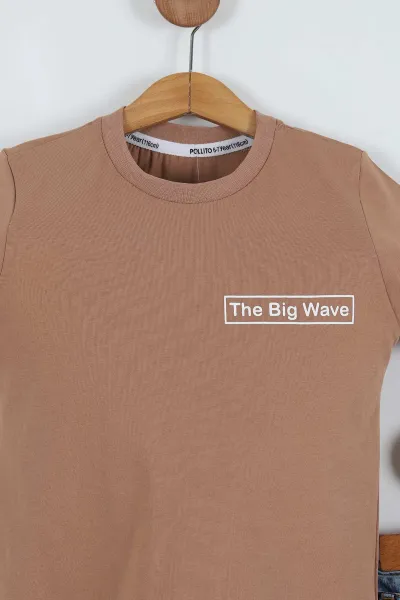 Bisküvi Mavi (6-9 Yaş) The Big Baskılı Kot Şort Erkek Çocuk Takım 278435