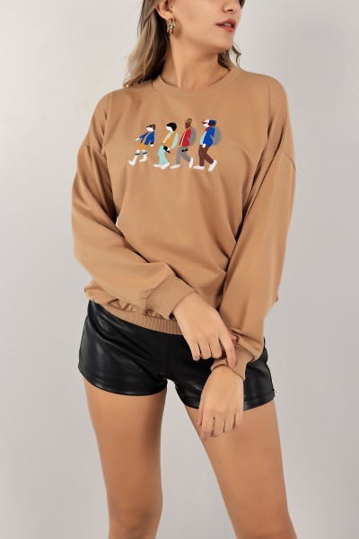 Bisküvi Nakışlı İki İp Sweat 142218