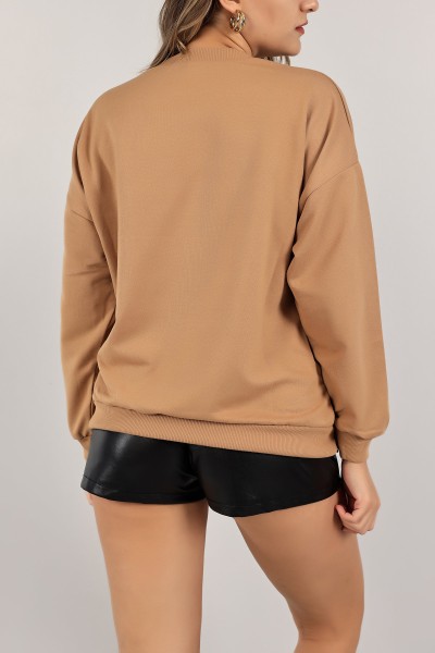 Bisküvi Nakışlı İki İp Sweat 142218