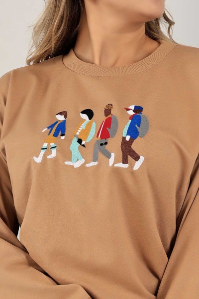 Bisküvi Nakışlı İki İp Sweat 142218