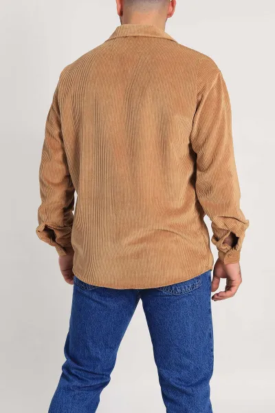 Bisküvi Oversize Fitilli Kadife Cep Detaylı Erkek Gömlek 323861