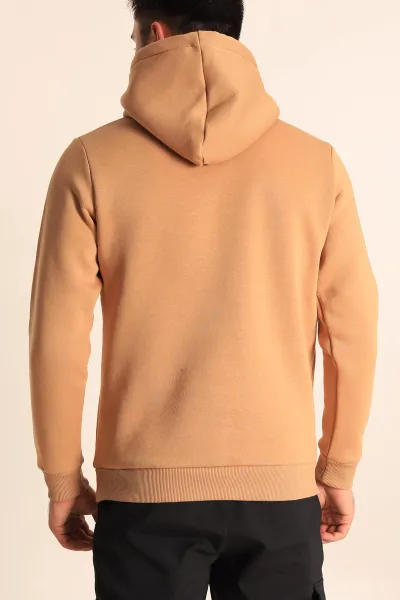 Bisküvi Oversize Üç İp Şardonlu Basic Kapüşonlu Erkek Sweatshirt 228387