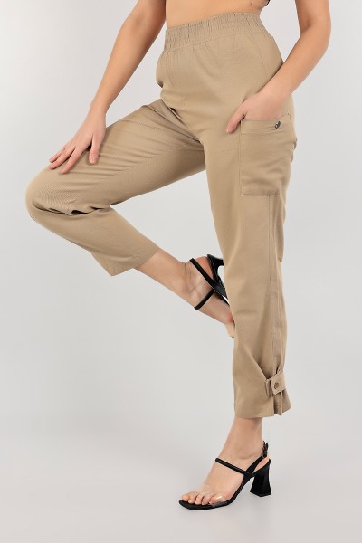 Bisküvi Paça Çıt Çıtlı Bayan Gabardin Pantolon 103229